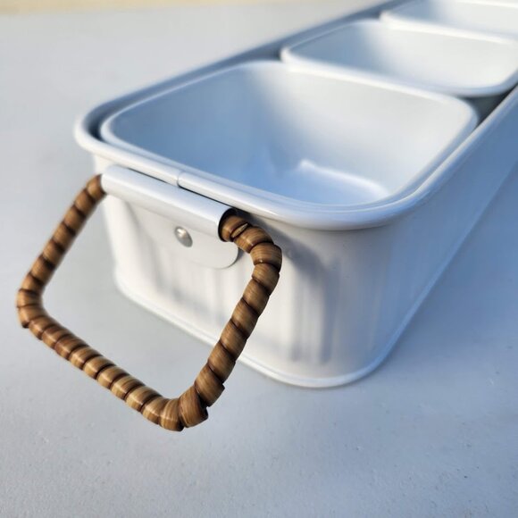 NEW Better Homes & Gardens Galvanized Bowls Tray Rectangle Condiment Tray Set 4 - Picture 12 of 16